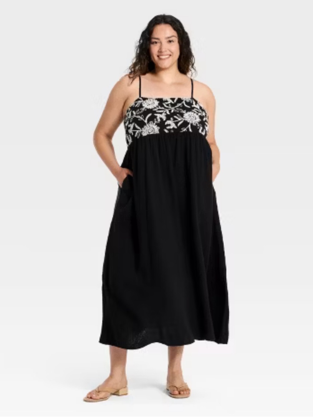 Ava & Viv Embroidered Cotton Midi Dress Size 2X NWT